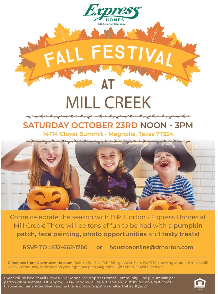Come Celebrate at the Express Homes Mill Creek Fall Festival Mill